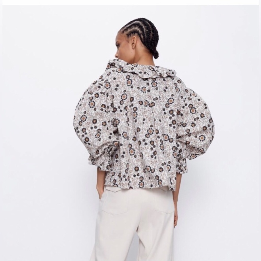 Zara floral cotton blouse